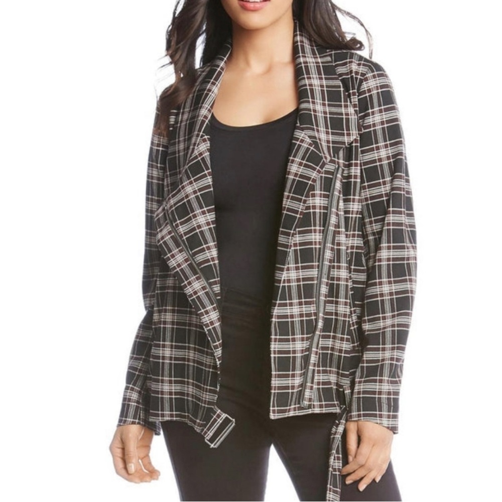 NWT Karen Kane Plaid Motorcycle Moto Jacket Made in the USA
